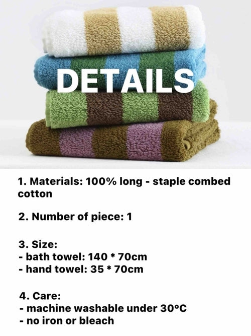 Ultra Soft Absorbent Retro Stripe Bath Towel - 100% Organic Premium